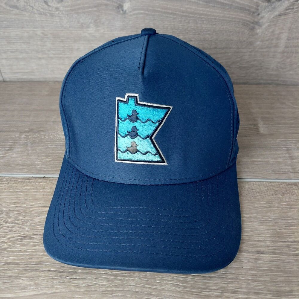 Waggle Minnesota Duck Gray Duck Snapback Golf Hat Blue Performance Baseball Cap